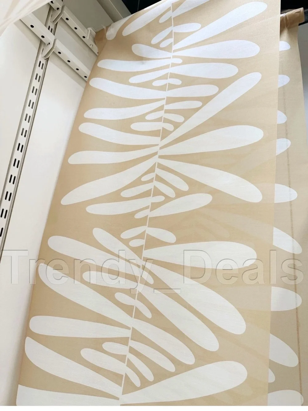 Set of 2 - Ikea RONNVARMAL Panel Curtain Blind Beige/White Leaves 24